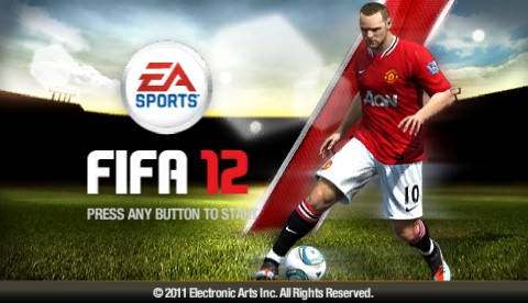 FIFA Soccer 12 title screen for PSP